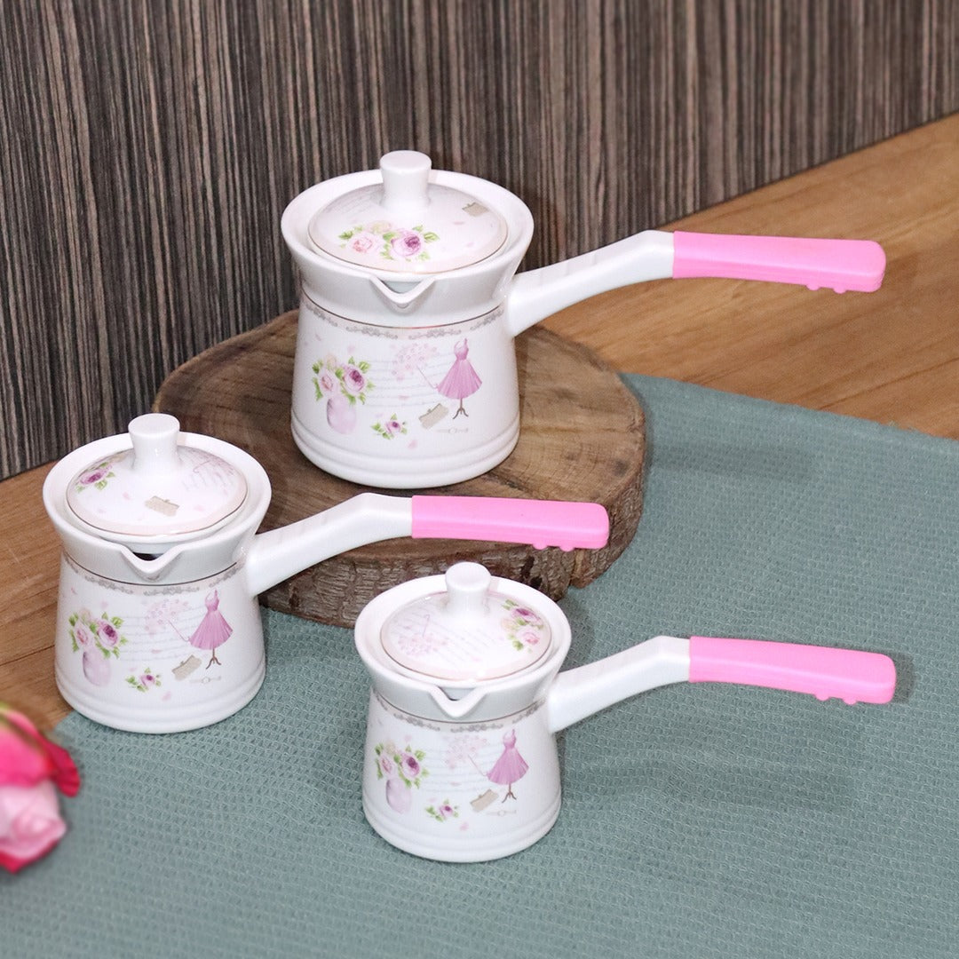 Pink Flowers Porcelain Coffee Pots and Jar Set
