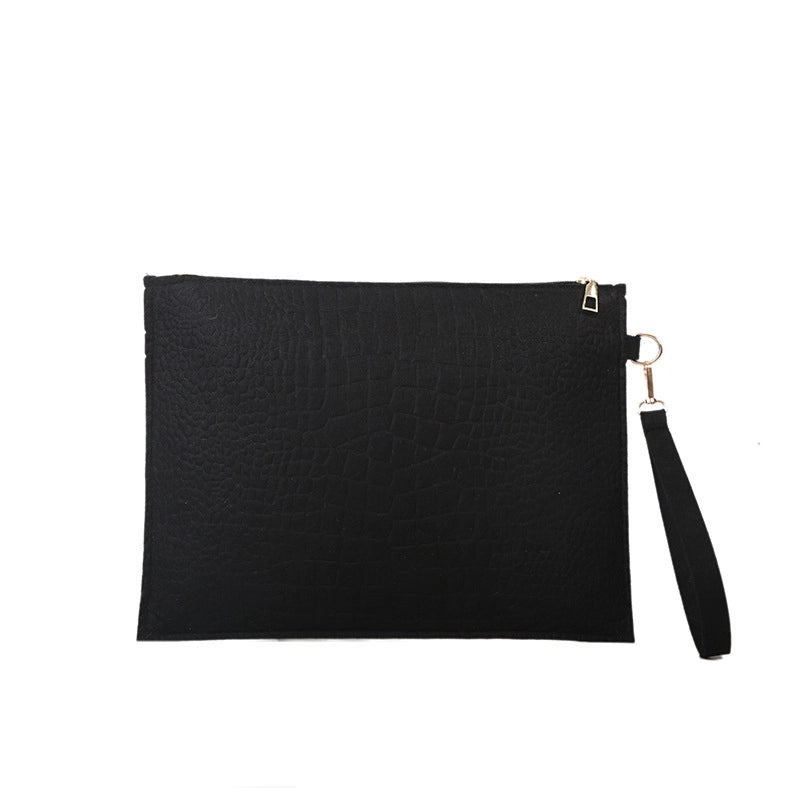Women's Medium Felt Solid Color Basic Classic Style Square Zipper Envelope Bag