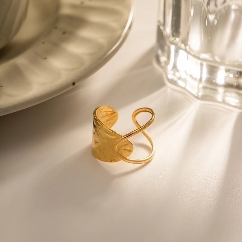 Retro Geometric 304 Stainless Steel Plating Open Ring