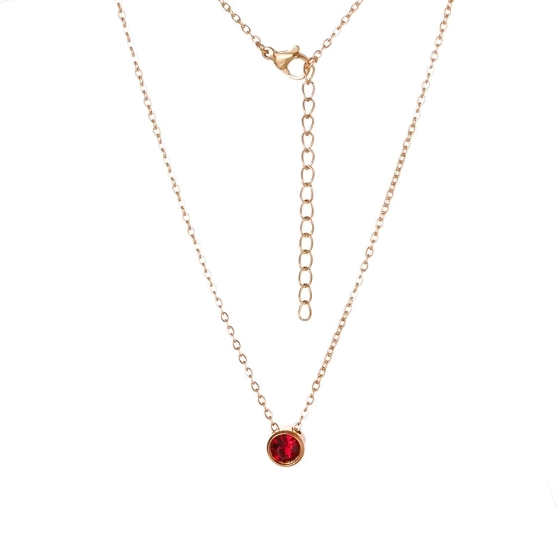 Stainless Steel 18K Gold Plated Rose Gold Plated IG Style Plating Inlay Round Birthstone Pendant Necklace