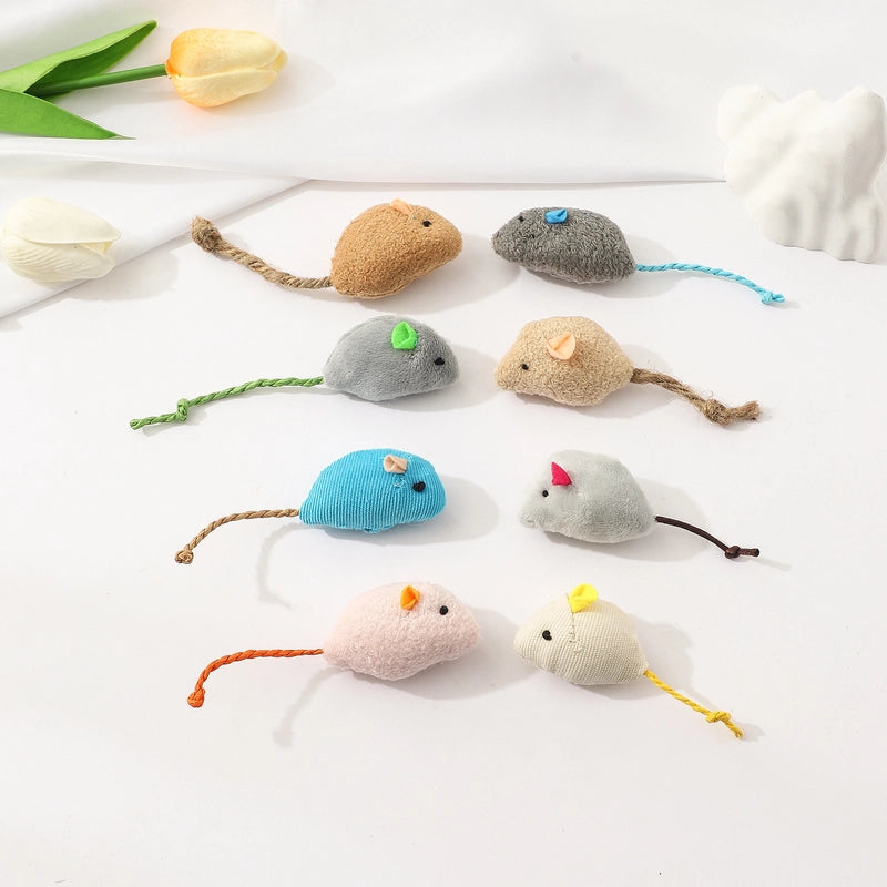 Pet Supplies Simulation Plush Mouse Doll Set Feather Mouse Scratch-resistant Bite Molar Cat Toy