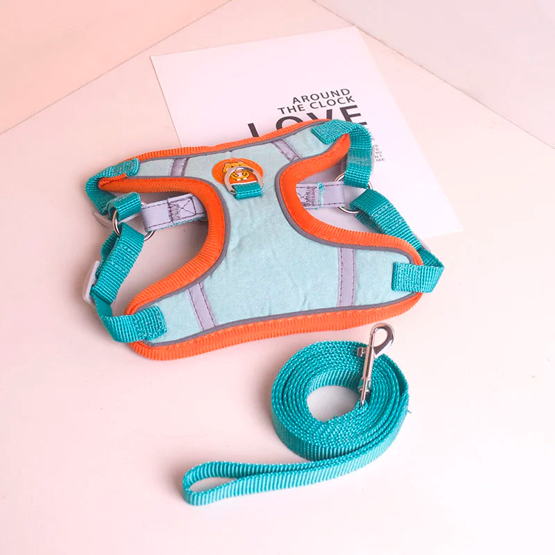 Pet Reflective Dog Harness Lead Walking Running Leashes Cat Chest Strap Vest Leash