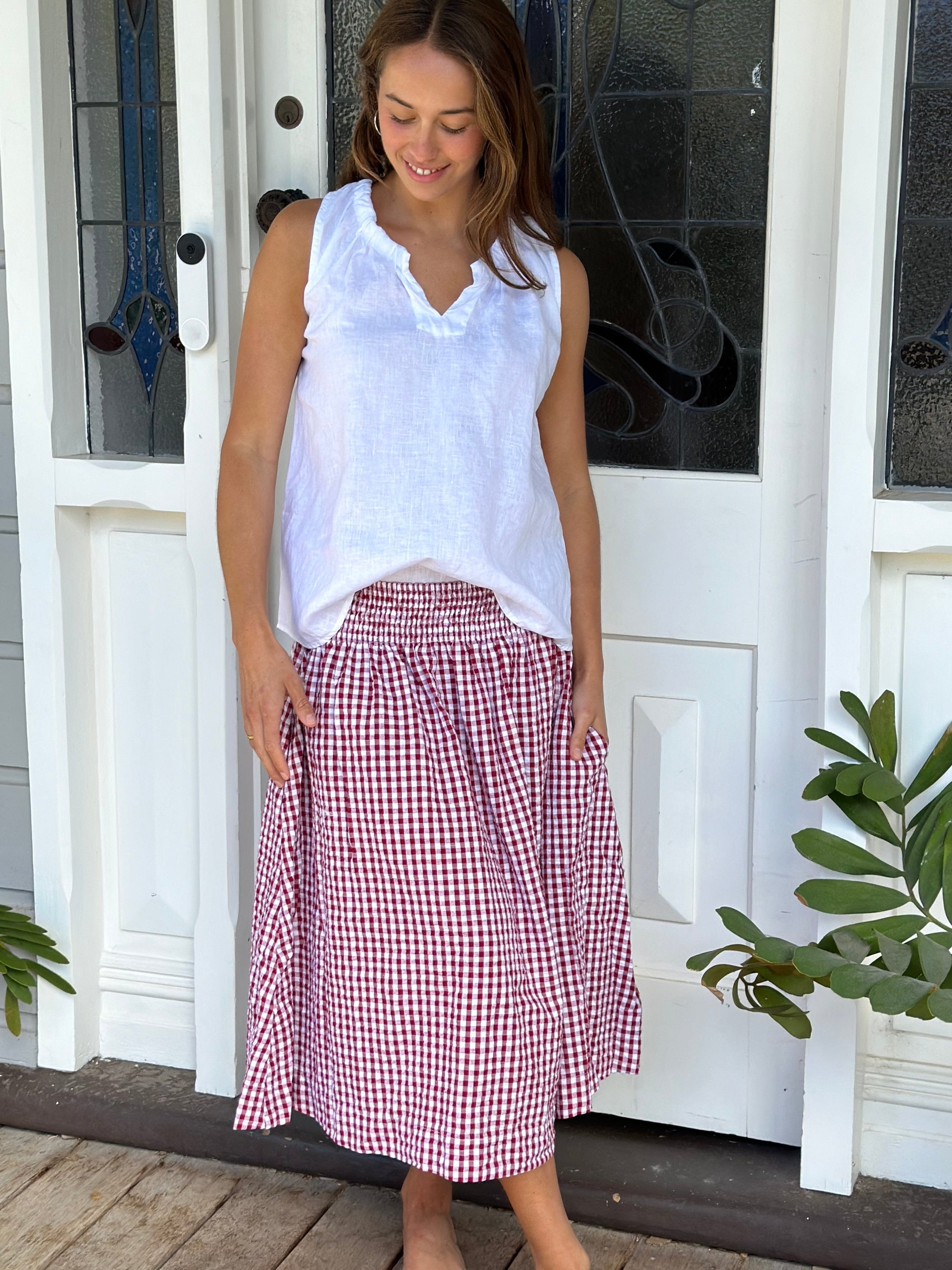 lola skirt -dark red gingham