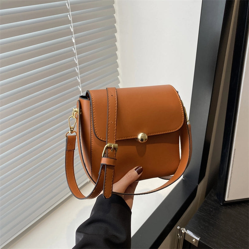 Women's Pu Leather Solid Color Streetwear Flip Cover Crossbody Bag