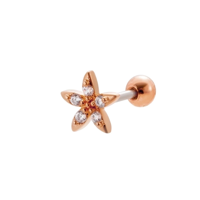 1 Piece Ear Cartilage Rings & Studs Sweet Heart Shape Flower 316L Stainless Steel  Copper Plating Inlay Zircon Ear Cartilage Rings & Studs