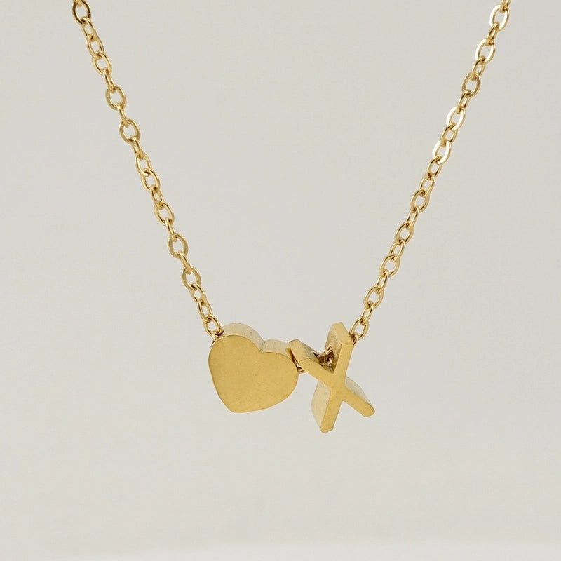 Fashion Letter Heart Shape 304 Stainless Steel 18K Gold Plated Gold Plated Stainless Steel Necklaces