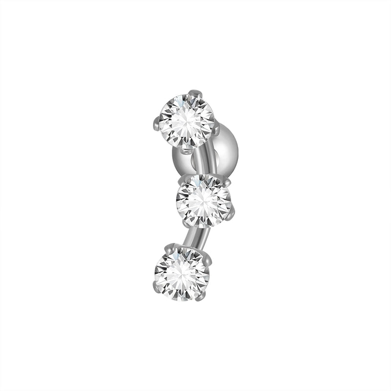 2 Pieces Ear Cartilage Rings & Studs Casual Vacation Minimalist Geometric Heart Shape 304 Stainless Steel Inlay Zircon 18K Gold Plated Lip Rings Ear Cartilage Rings & Studs