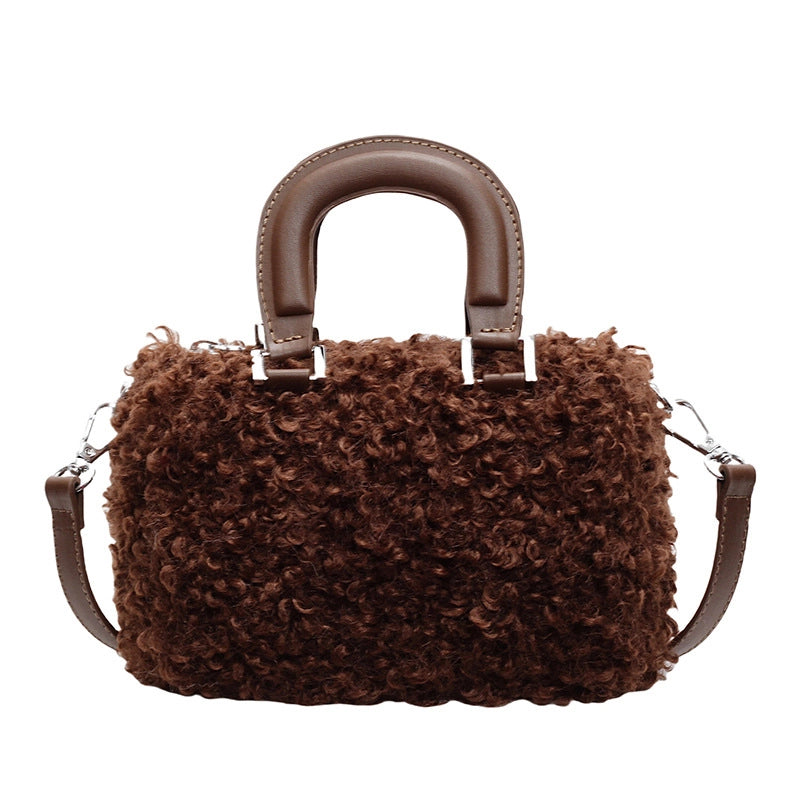 Women's Plush Square Streetwear Square Zipper Handbag Crossbody Bag