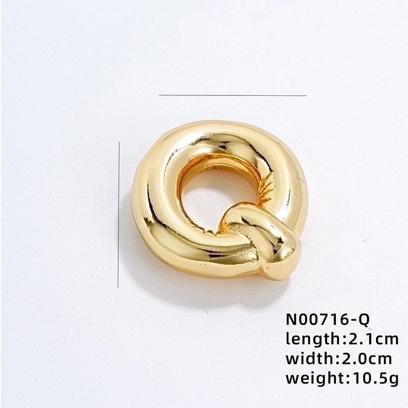 304 Stainless Steel Copper Gold Plated IG Style Minimalist Polishing Plating Letter Charms