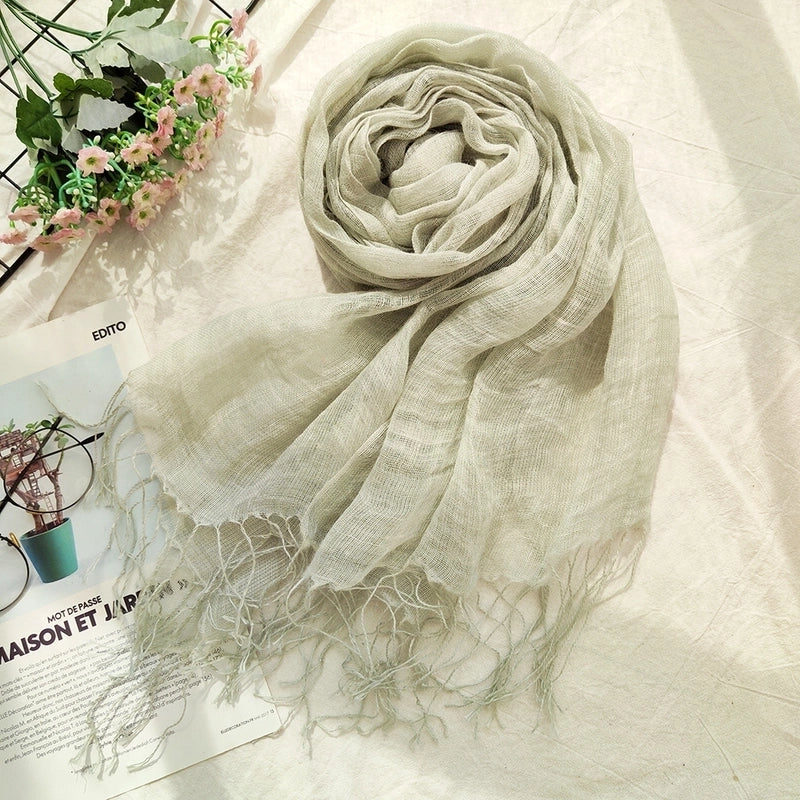 Women's Ethnic Style Solid Color Linen Silk Scarf
