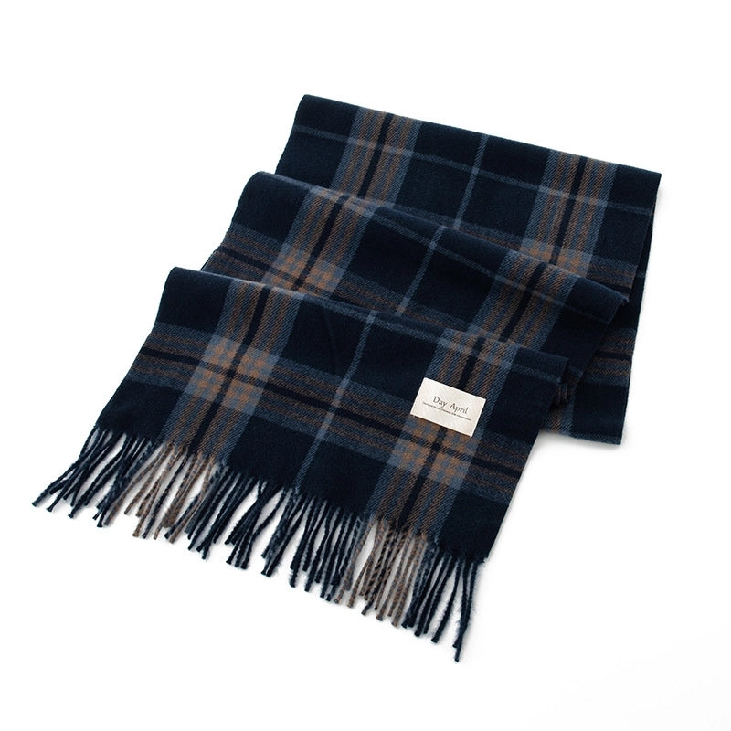 Women's Elegant Plaid Imitation Cashmere Tassel Scarf