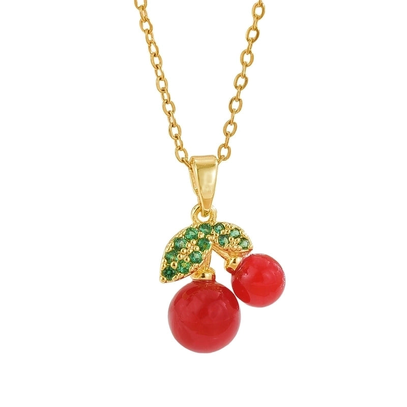 Minimalist Cherry Titanium Steel Plating Pendant Necklace