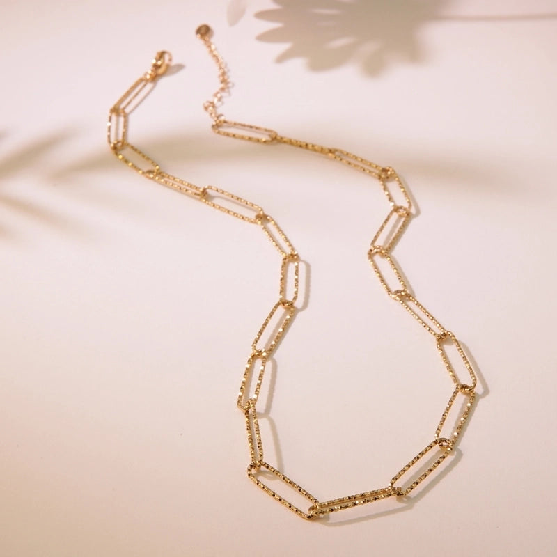 Minimalist Classic Style Cool Style Solid Color 304 Stainless Steel 18K Gold Plated Necklace
