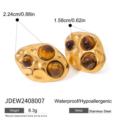 Jie Ding Stainless Steel Tiger Eye Stone Ring Antique Ring Titanium Steel Bracelet Rings