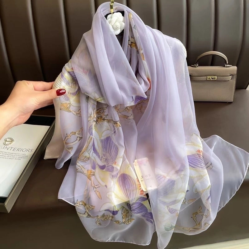 Women's Elegant Color Block Yourou Yarn Silk Scarf