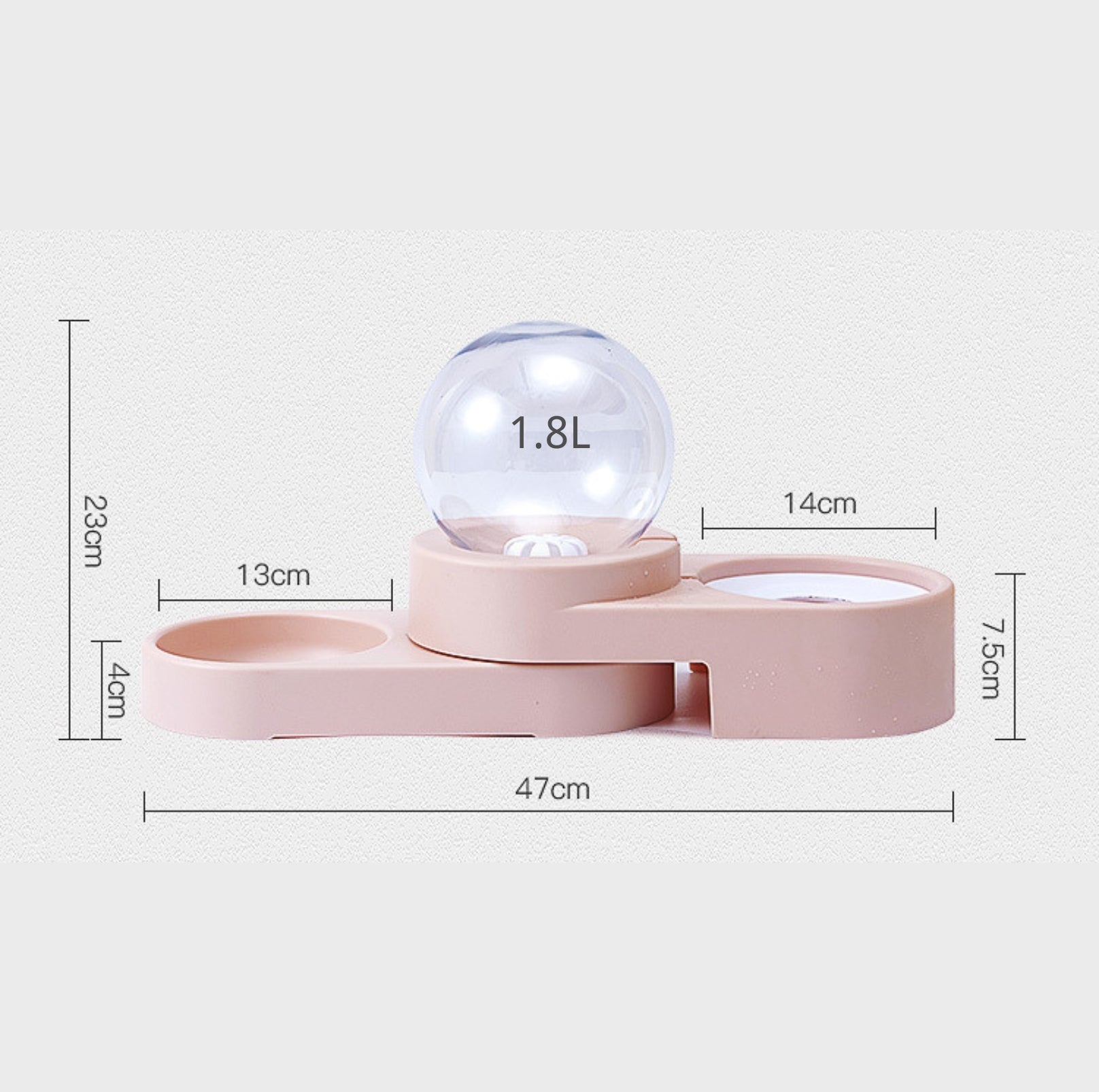 Spherical Double Cat and Small Dog Bowl With Automatic Water Refill