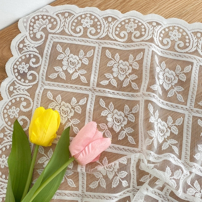 Casual Fresh Dining Table Beige Lace Tablecloth