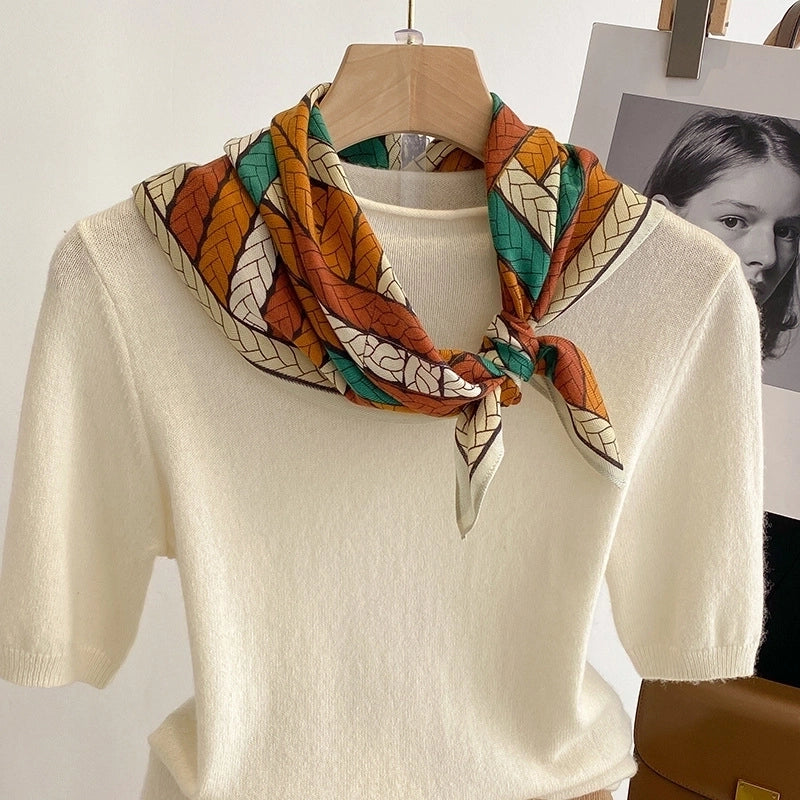 Women's Minimalist Color Block Stripe Polyester Silk Scarf