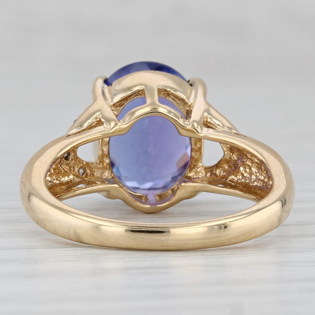 3.22ct Oval Tanzanite Diamond Ring 18k Yellow Gold Size 6.75