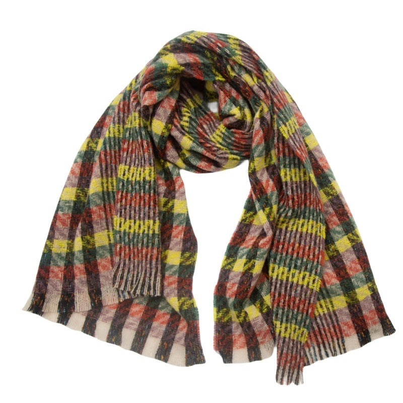 Unisex Casual Minimalist Lattice Polyester Tassel Scarf