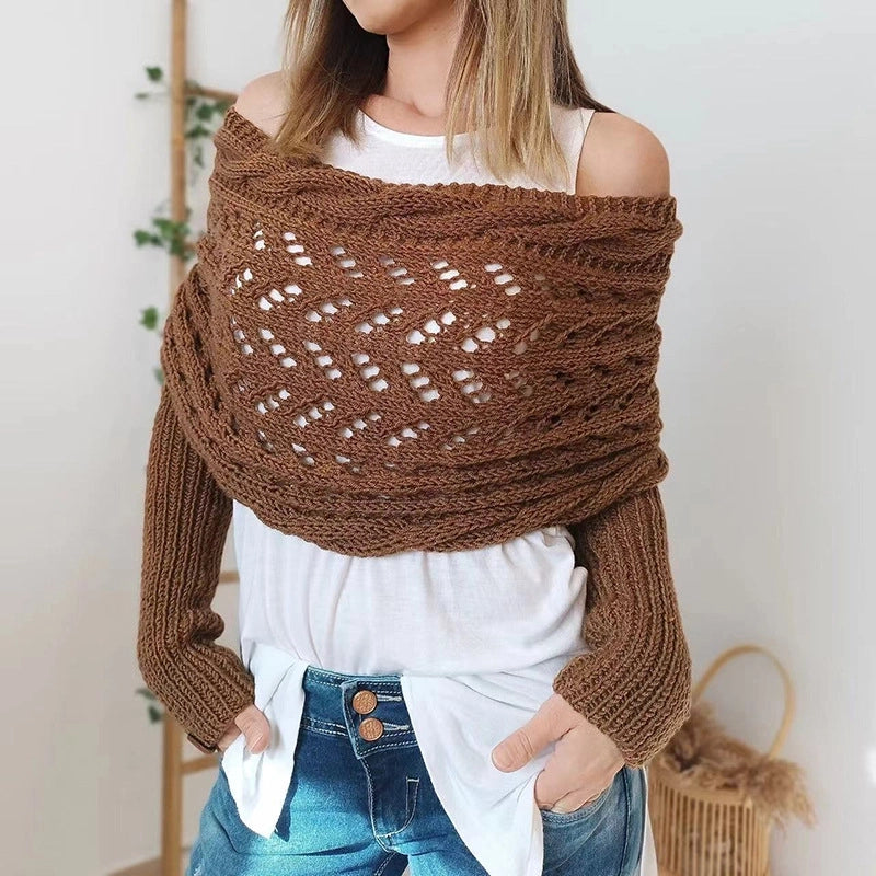 Unisex Streetwear Solid Color Deer Plush Hollow Out Shawl