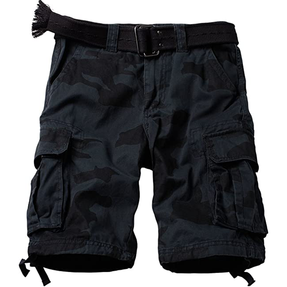 7-pack Men's Cargo Shorts Relaxed Fit Camo Short Outdoor Multi-Pocket Cotton Work Casual Shorts with Belt