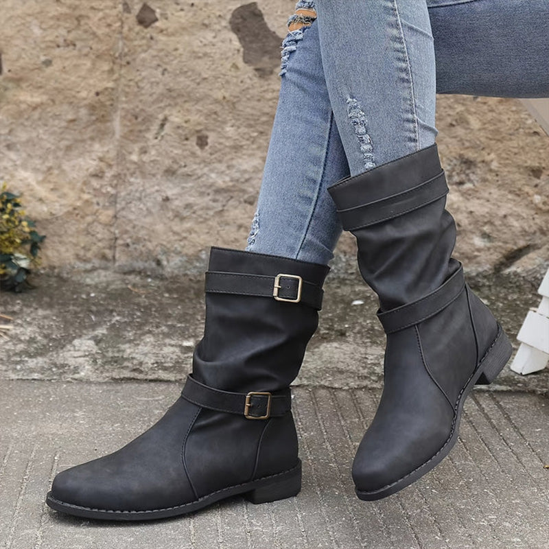 👢Low Heel Boots with Buckle for Women👢 - Walk in Comfort and Style.