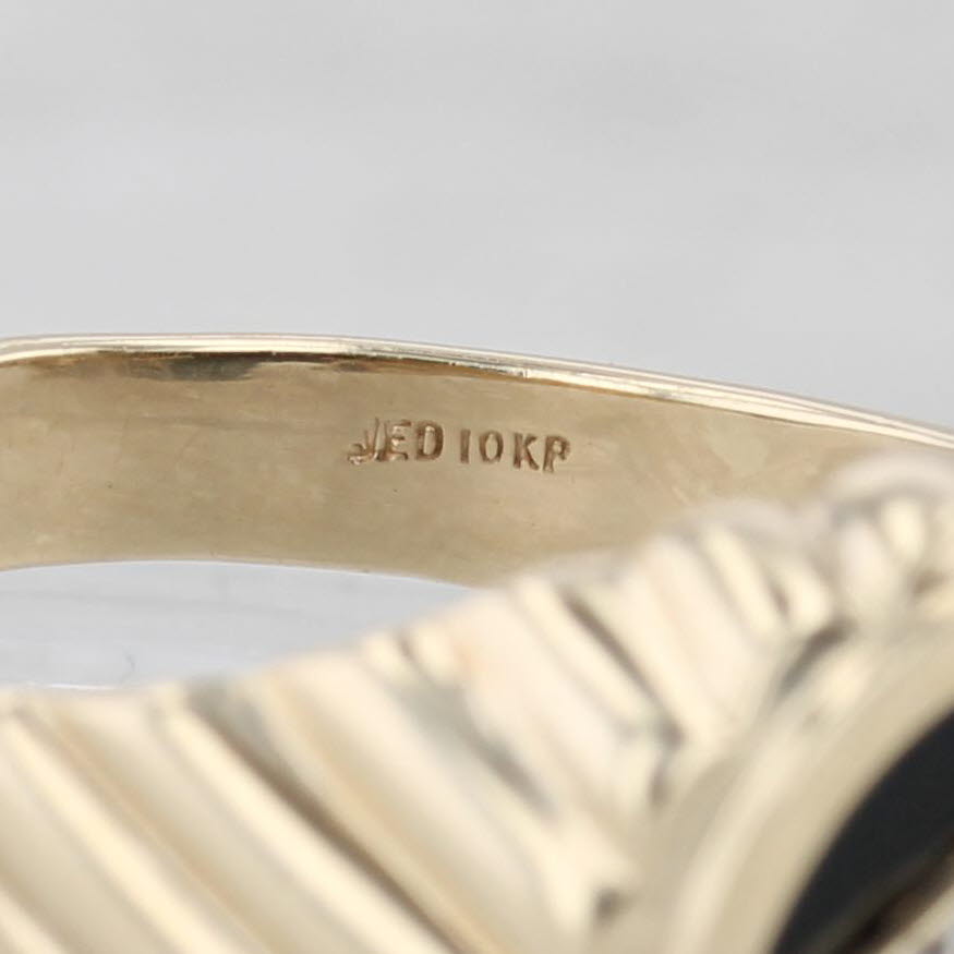 Diamond Onyx Signet Ring 10k Yellow Gold Size 10.5