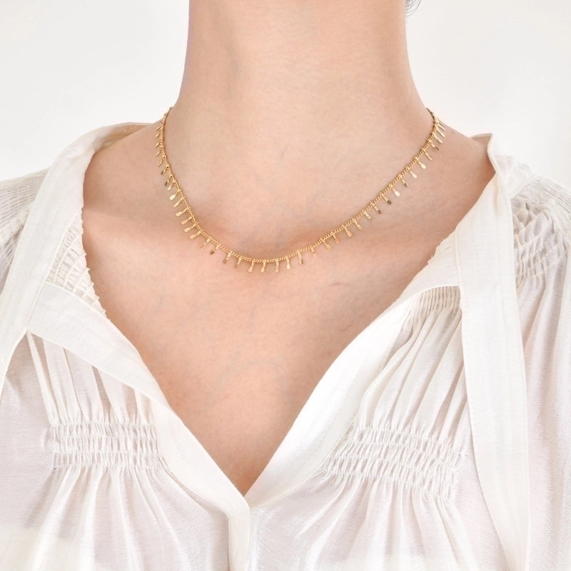 201 Stainless Steel Fairy Style Minimalist Plating Inlay Triangle Square Water Droplets Zircon Necklace