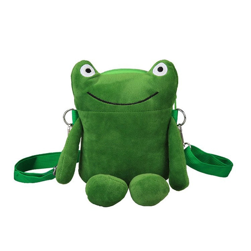 Women's Small Cotton Plush Animal Cute Square Zipper Crossbody Bag