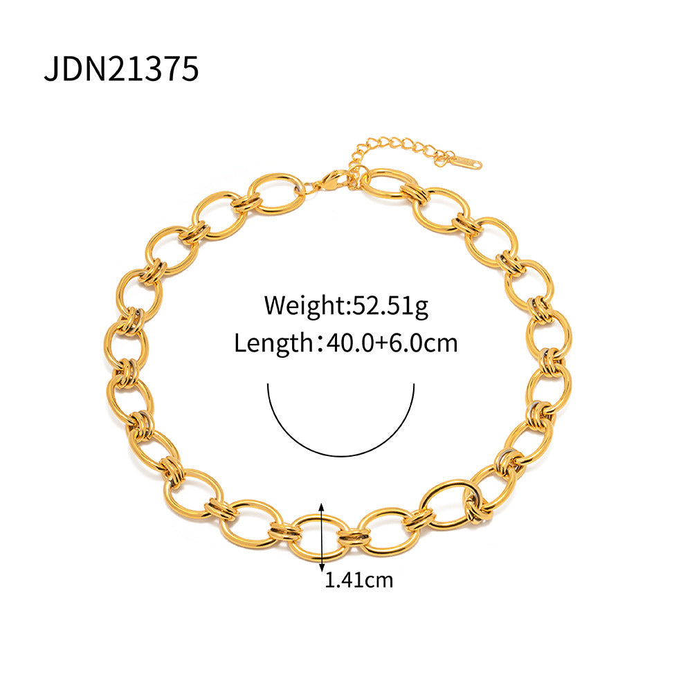 Jie Ding Stainless Steel Gold Necklace Cuban Clavicle Chain Titanium Steel Necklace
