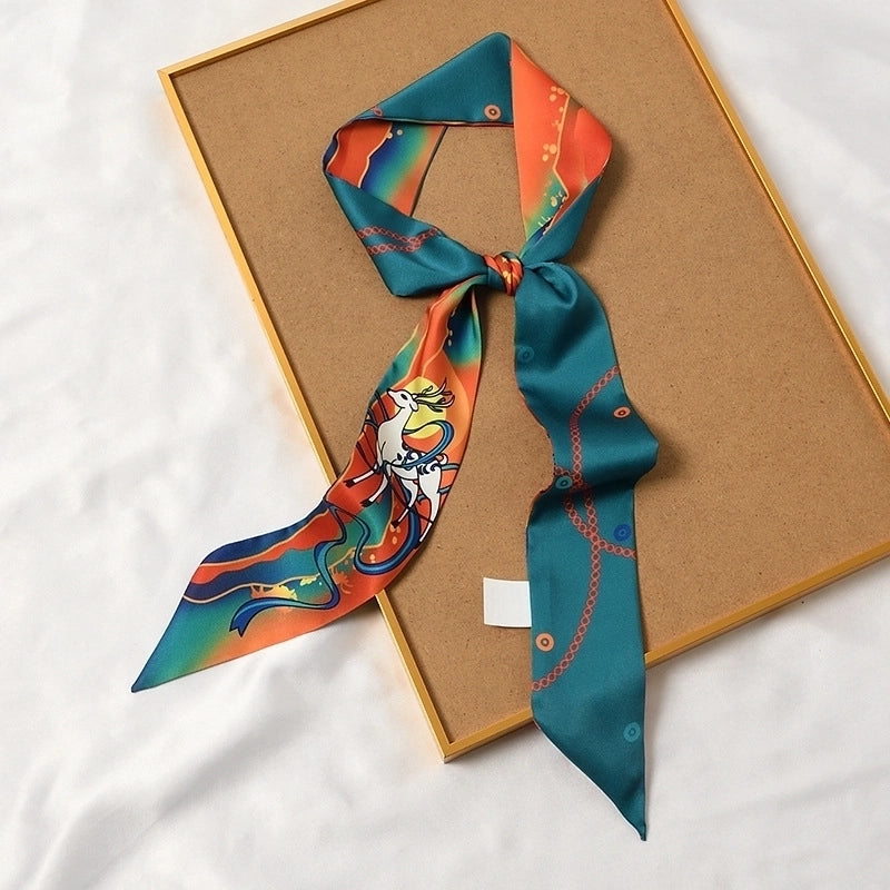 Women's Lady Flower Satin Silk Scarf