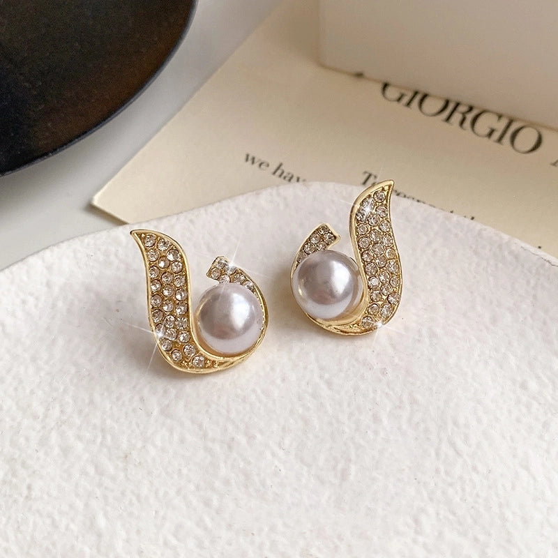 1 Pair Minimalist Round Inlay Alloy Zircon Ear Studs