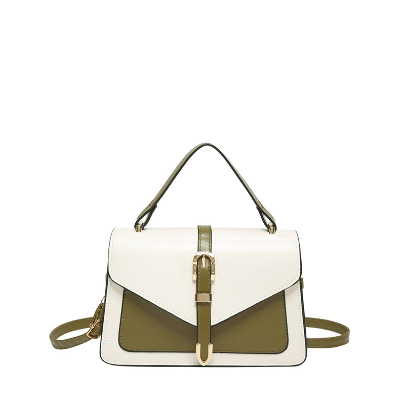 Women's Pu Leather Color Block Streetwear Square Flip Cover Shoulder Bag Handbag Crossbody Bag