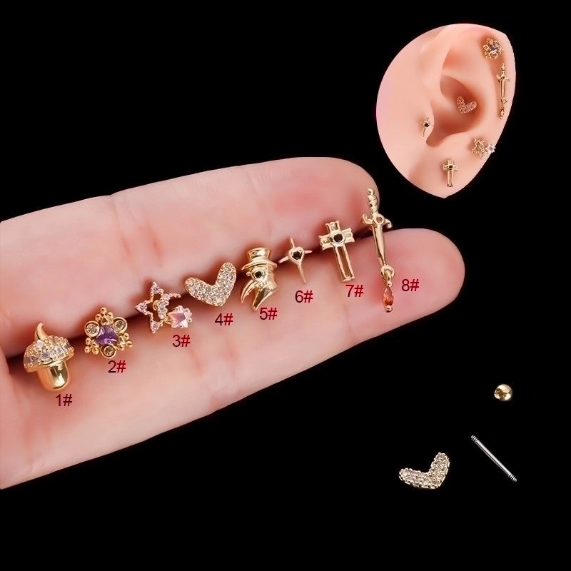 Ear Cartilage Rings & Studs Fashion Geometric 316L Stainless Steel  Copper Plating