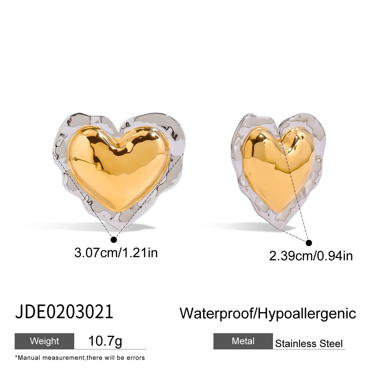Stainless Steel Heart Earrings Earrings Female Design Niche Earrings Titanium Steel