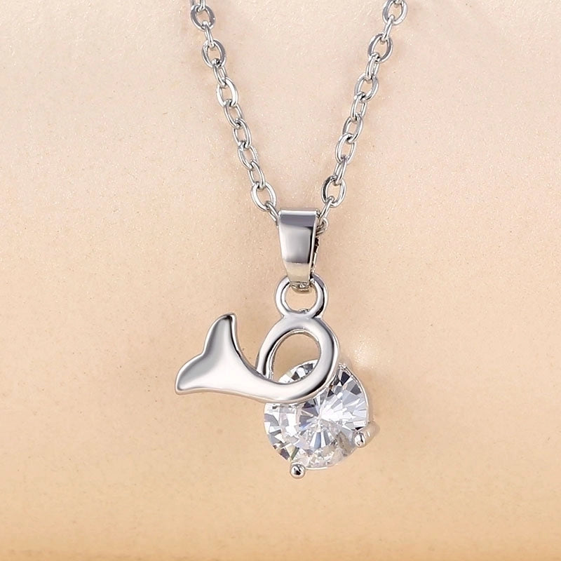 Stainless Steel White Gold Plated Elegant Plating Inlay Round Flower Butterfly Zircon Pendant Necklace