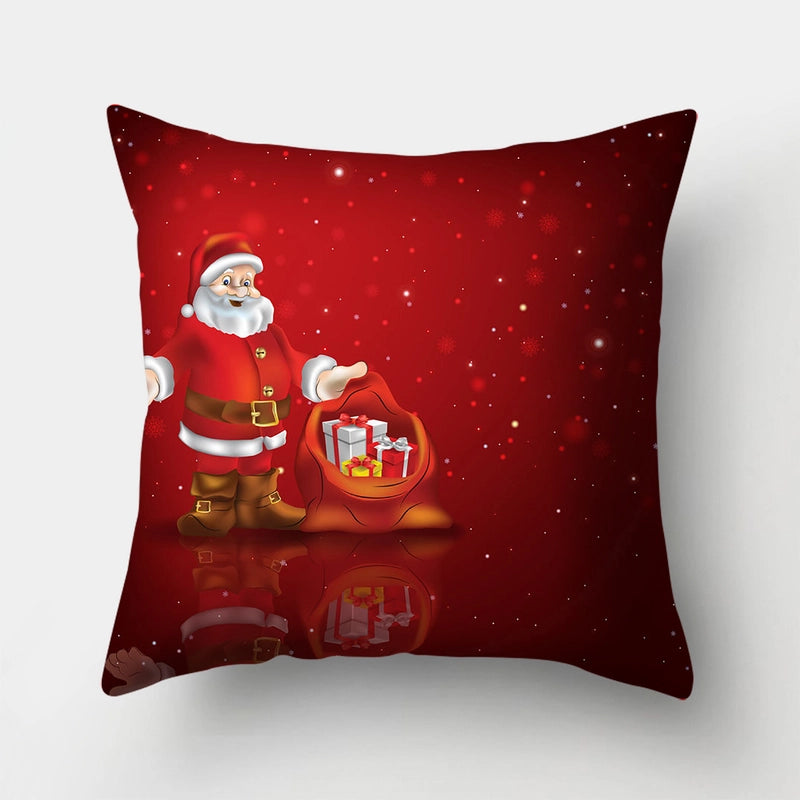 Christmas Minimalist Santa Claus Gift Box Snowman Fibre Peach Skin Pillow Cases Couch & Sofa Decor
