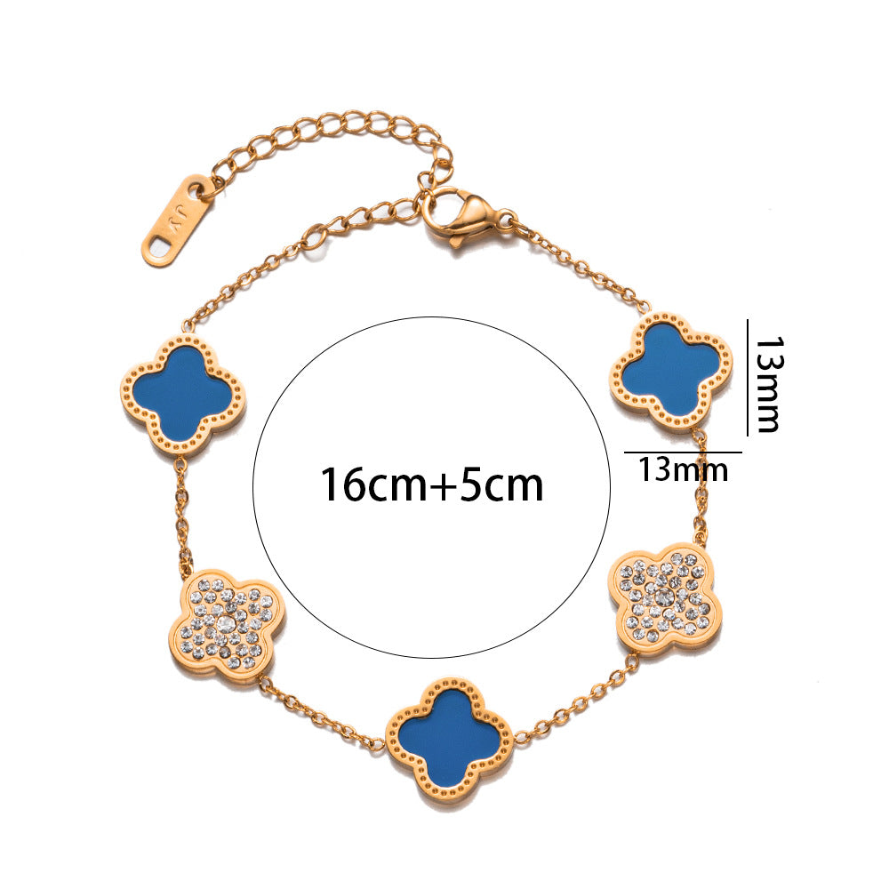 Women Quadrilateral Titanium Steel 18K Gold Plated Bracelets