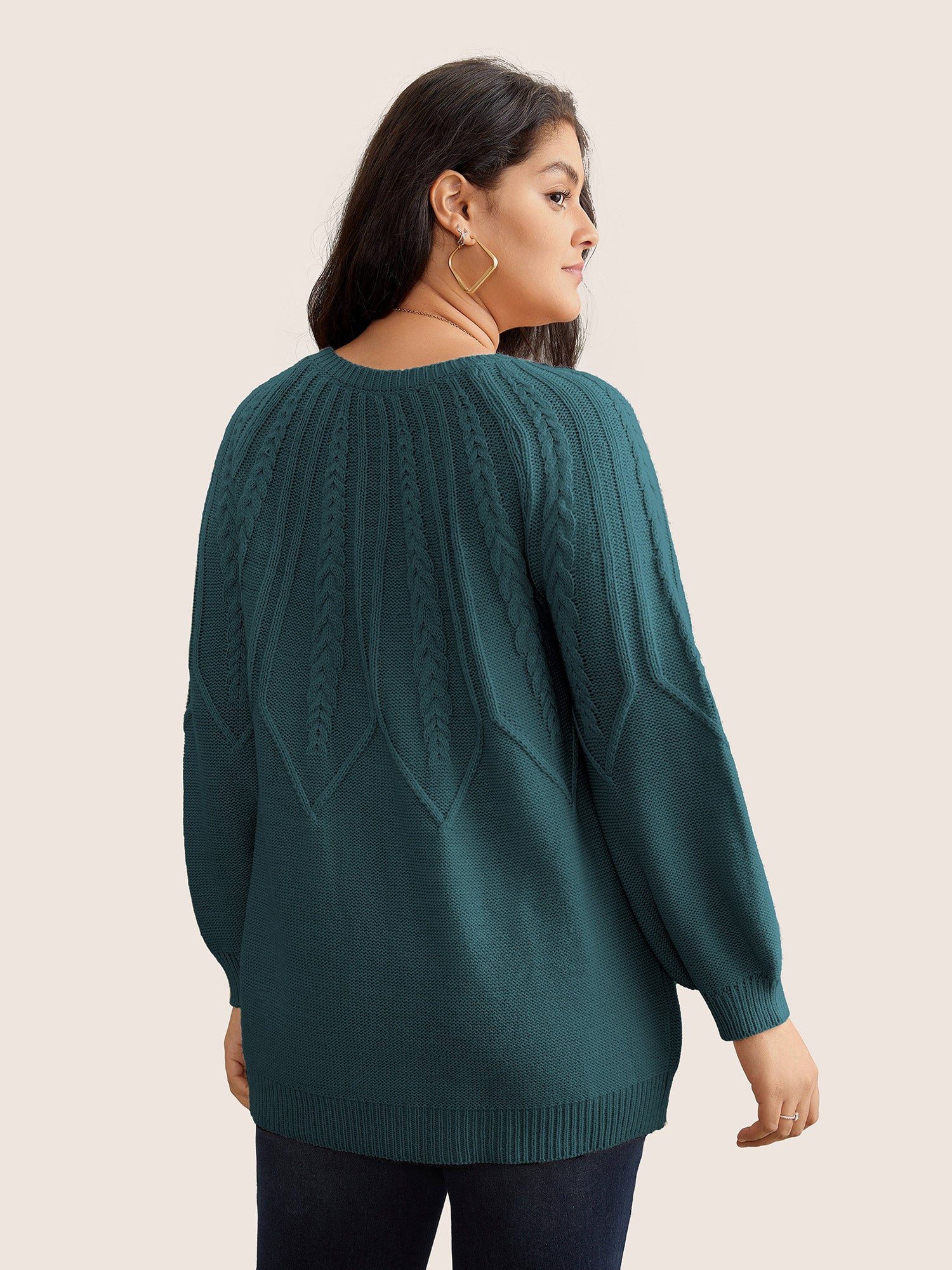 Solid Textured Lantern Sleeve Pullover