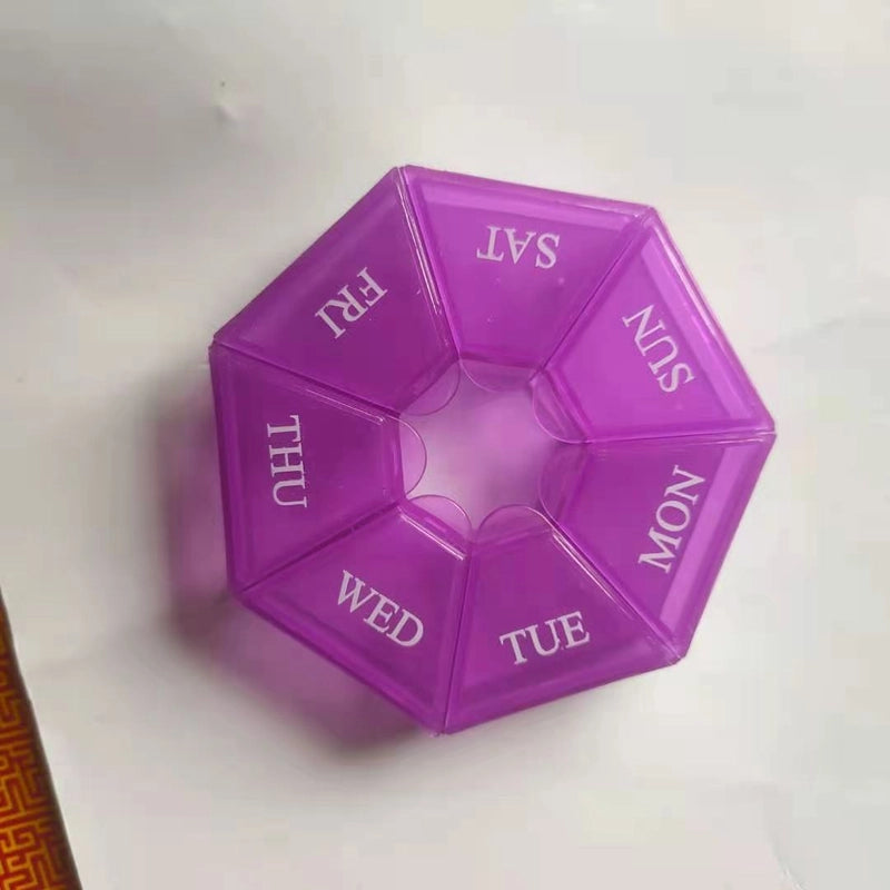 One Week 7-corner Medicine Box Round 7-compartment Portable One Week Sub-packed Small Medicine Box Mini 7-day Portable Medicine Accessories Box