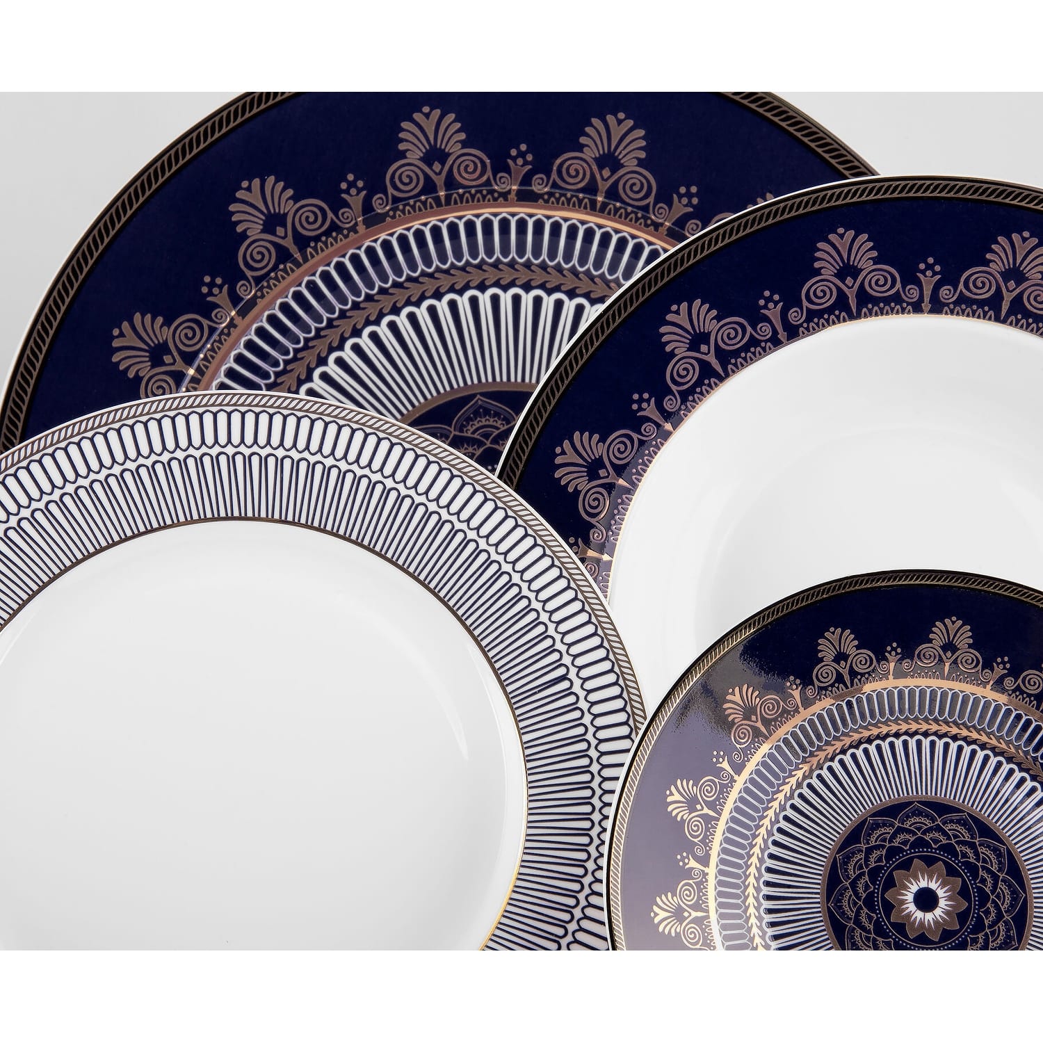 Luxury Cobalt Bone 5 Piece Porcelain Dinner Set