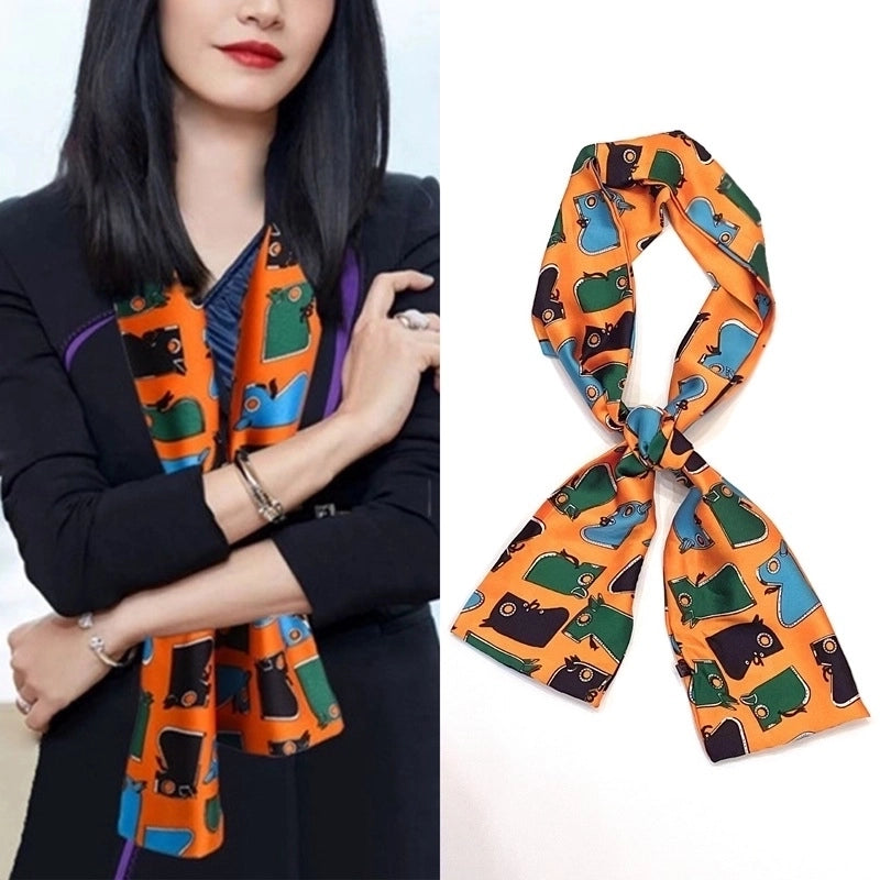 Women's Elegant Minimalist Geometric Chiffon Printing Silk Scarf