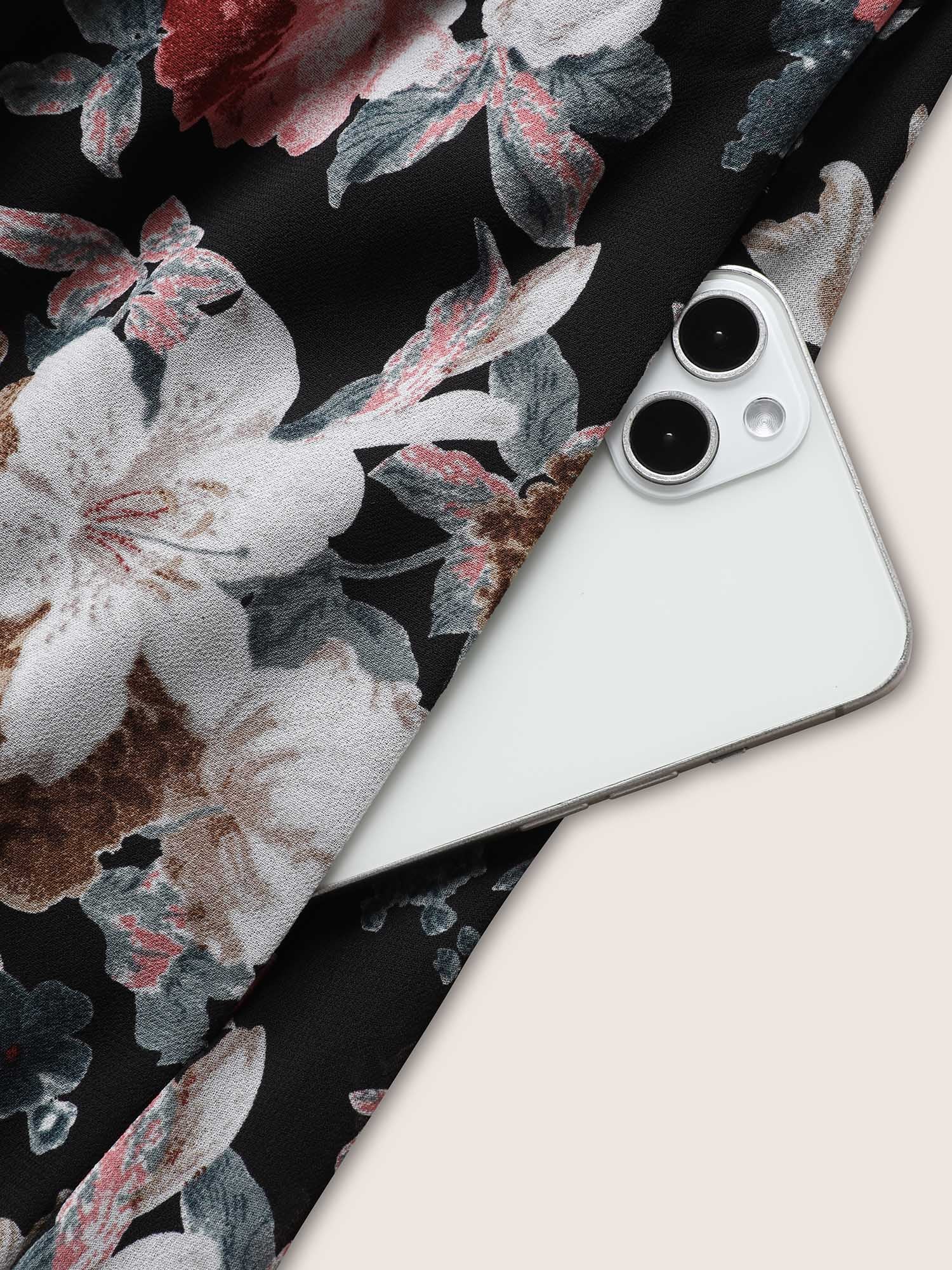 Halter Neck Patchwork Floral Belted Dress