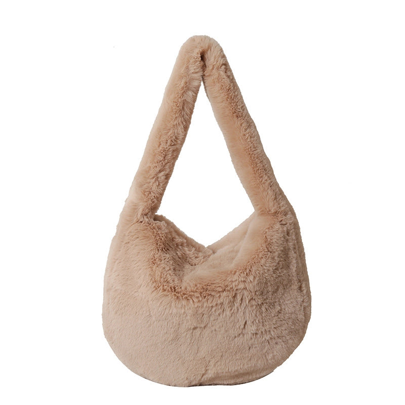 New Plush Bag Autumn And Winter Shoulder Rose Red Hot Girl Style Messenger Bag Furry Student Bag