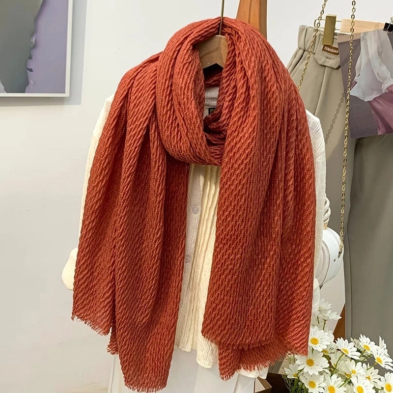 Women's Minimalist Solid Color Cotton And Linen Scarf