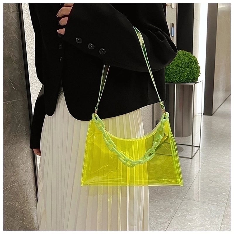 Women's Small Pvc Solid Color Streetwear Square Zipper Shoulder Bag Crossbody Bag Underarm Bag