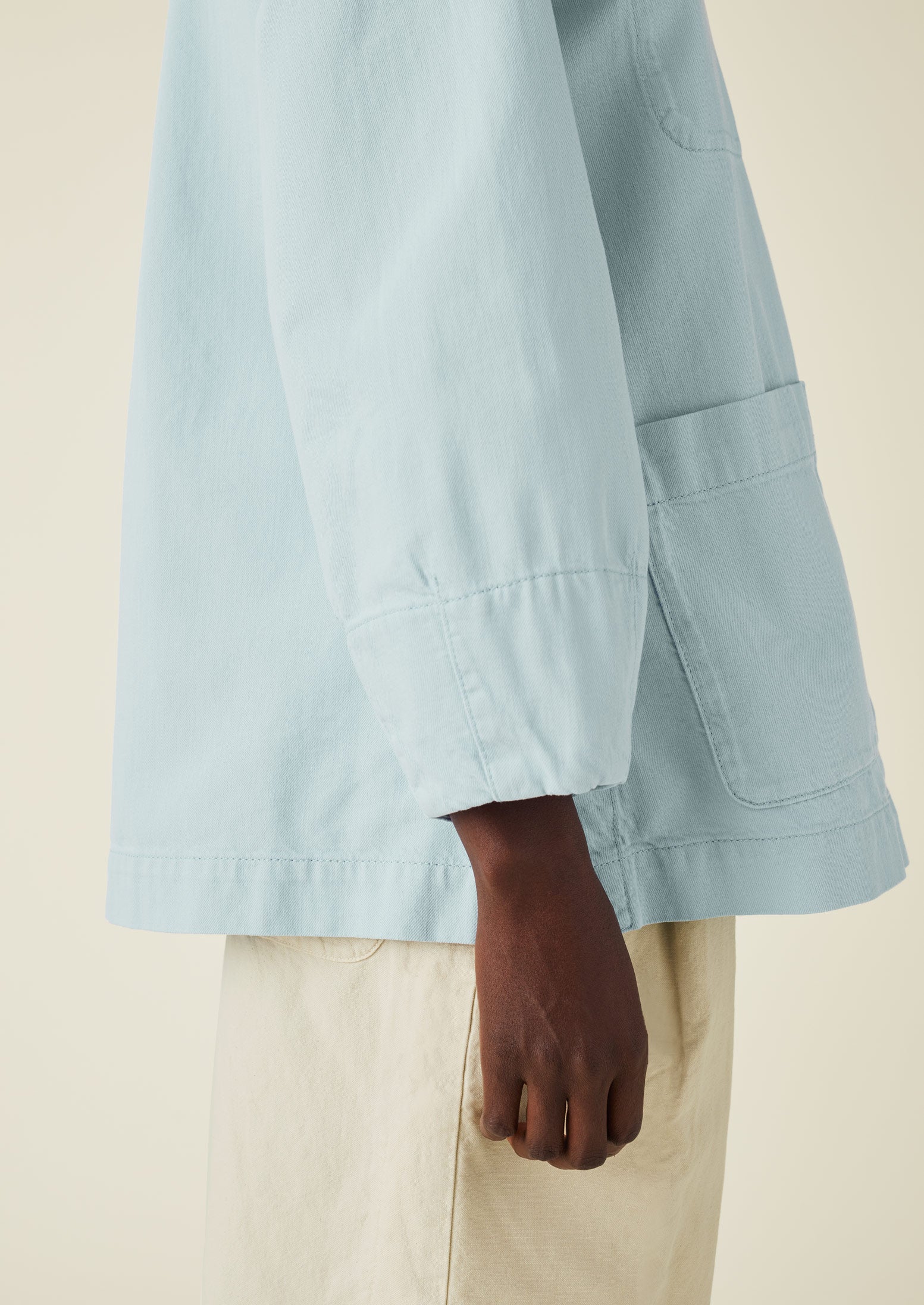 Garment Dyed Lightweight Organic Denim Jacket | Pale Blue