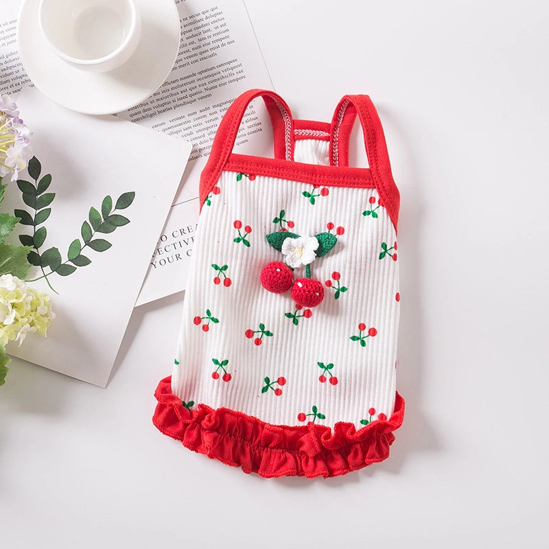Casual Cute Polyester Cherry Pet Clothing