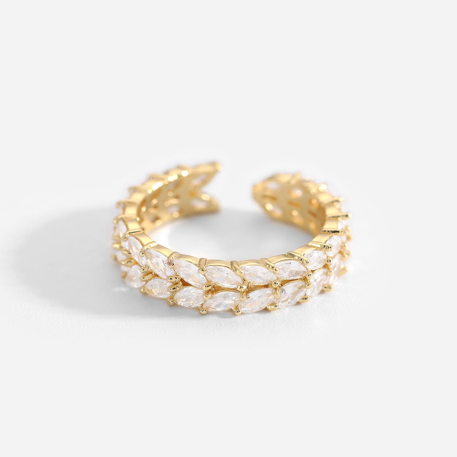 Women IG Style Geometric Copper 18K Gold Plated Rings